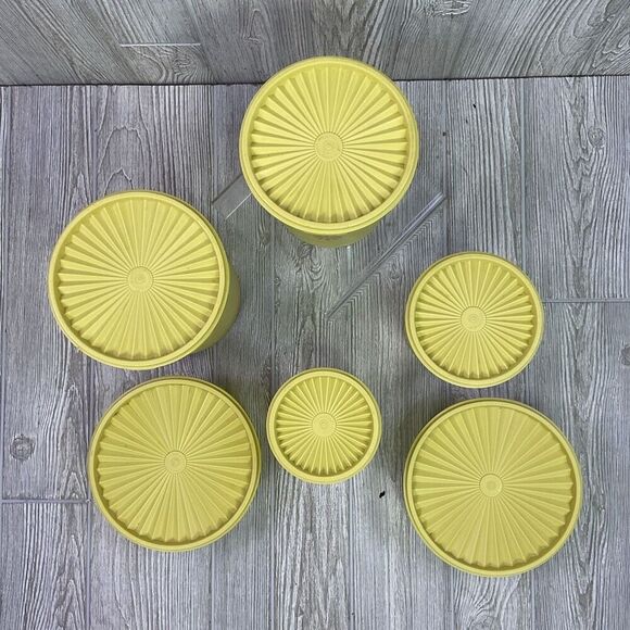 1970s Tupperware Servalier Nesting Canisters Snap on Lids Set of 6 Storage Conta - Picture 5 of 9